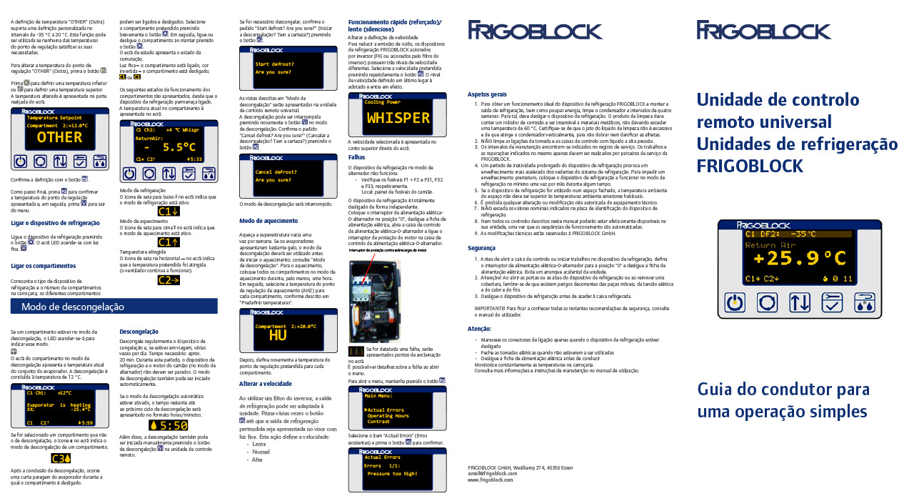 Guia do condutor para Unidade de controlo remoto universal FrigoBlock