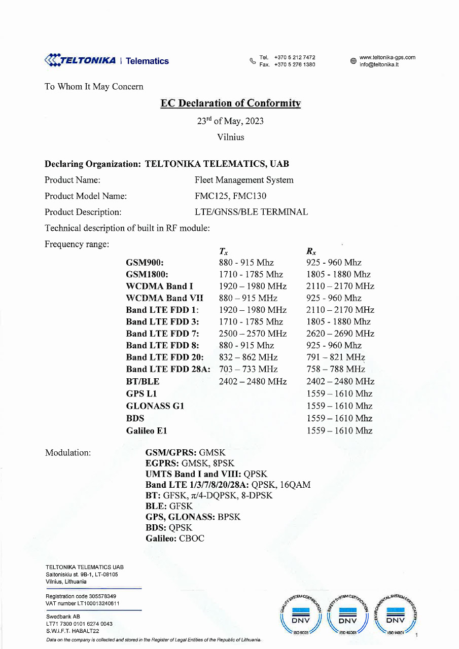 Dichiarazione di conformità CE BlueBox