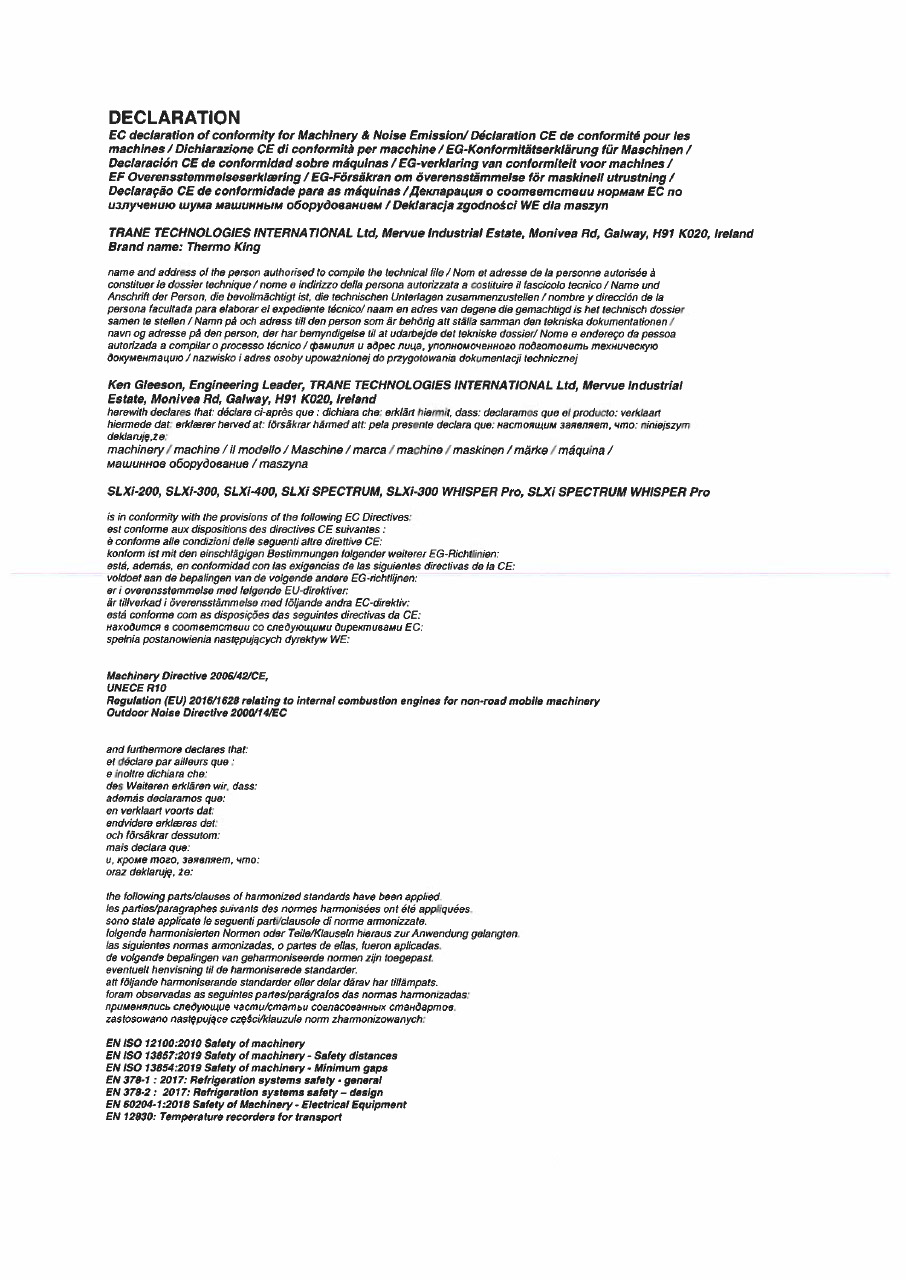 Declaration of Conformance SLXi 12-2021
