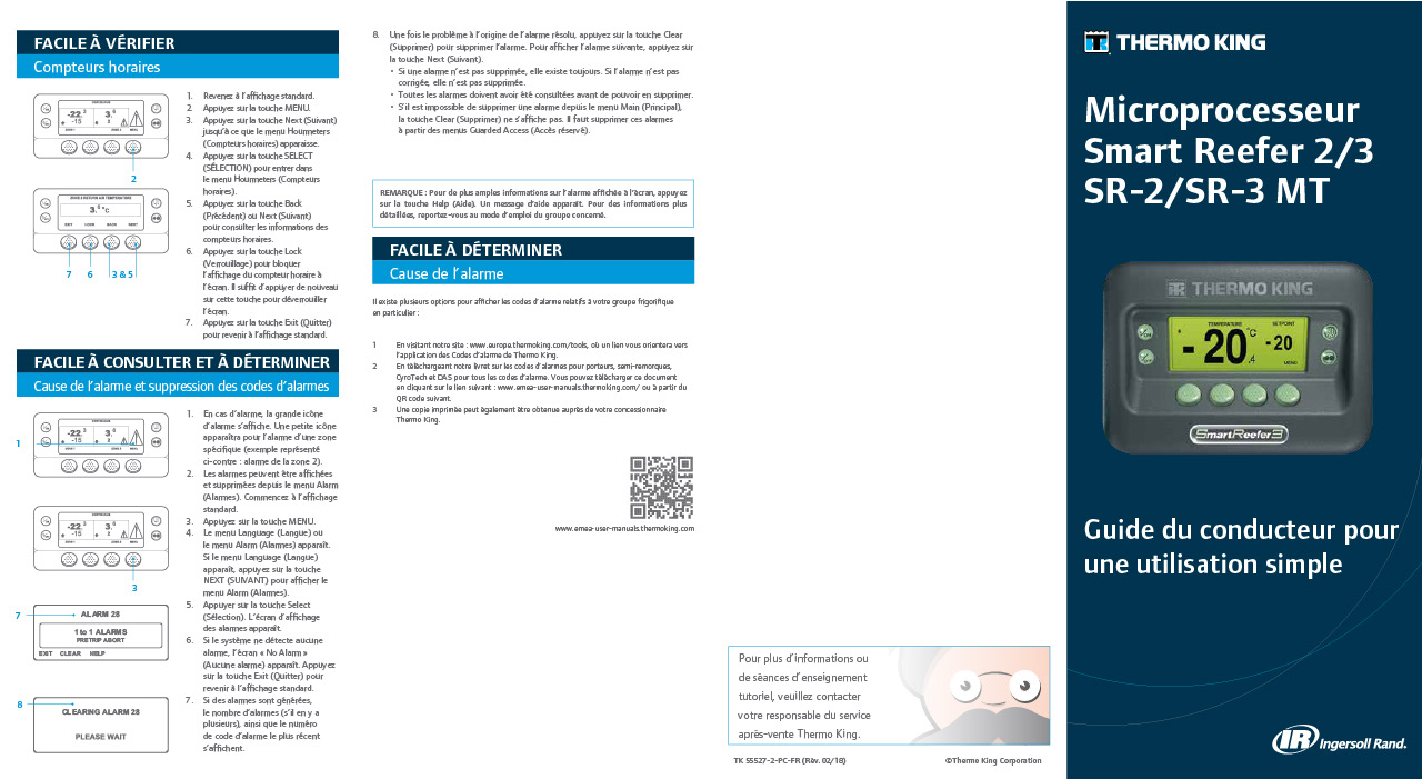 Guide du conducteur SR-3 pour groupe frigorifique multi-températures pour semi-remorques
