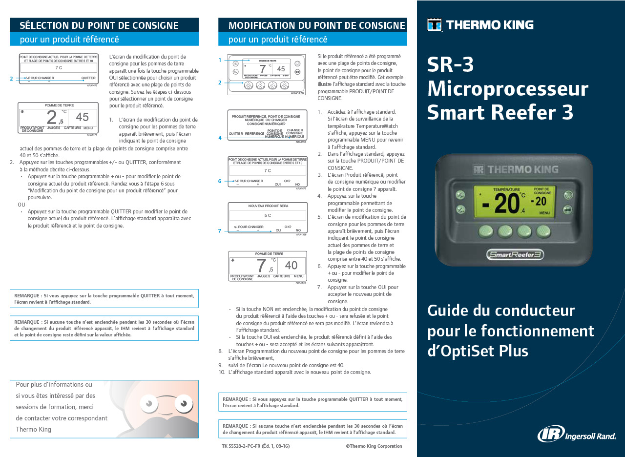 Guide du conducteur pour groupe frigorifique pour semi-remorques doté d'Optiset