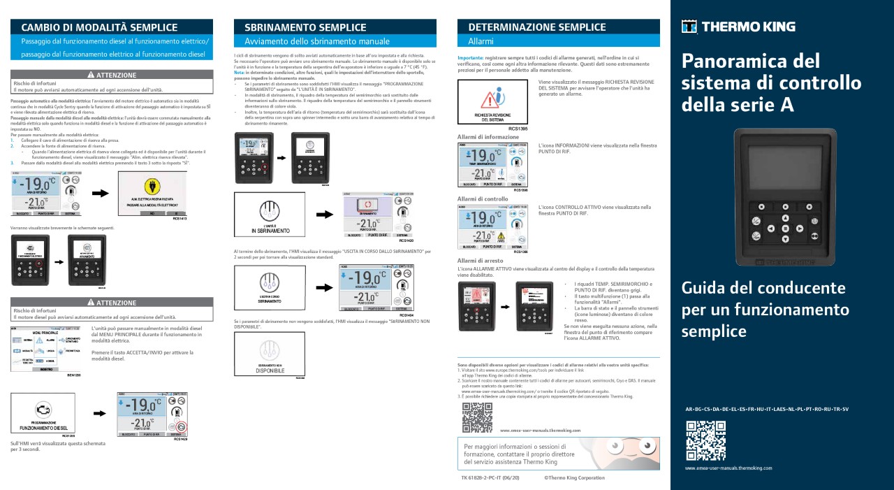 Guida del conducente A-Series - Unità monotemperatura per semirimorchi