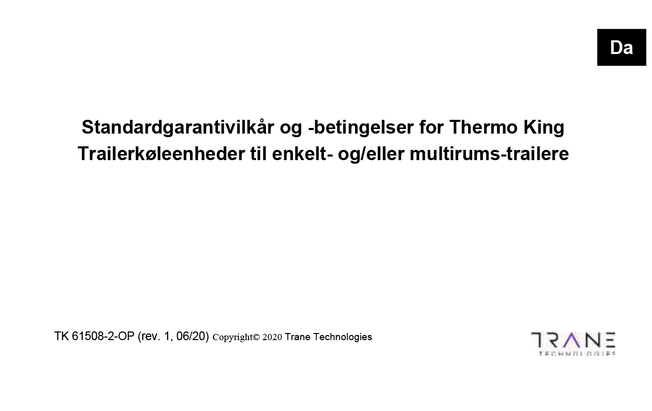 Standardgarantivilkår og -betingelser for Thermo King-produkter SLXi