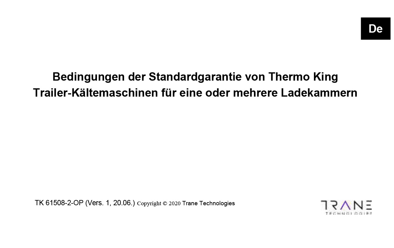 Bedingungen der Standardgarantie von Thermo King