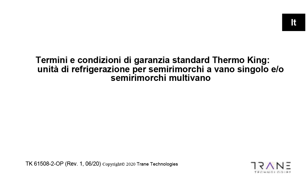 Garanzia standard Thermo King per le unità SLXi