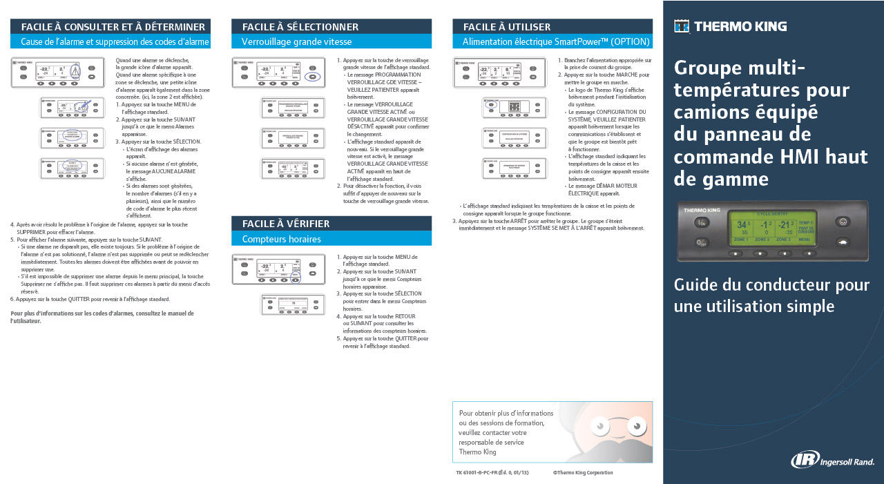 Guide du conducteur pour groupe multi-températures pour camions équipé du panneau de commande HMI premium