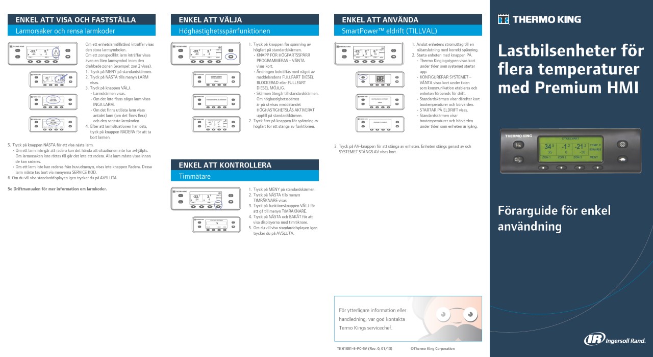 Drivrutinsguide för lastbilsenheter för flera temperaturer med Premium HMI