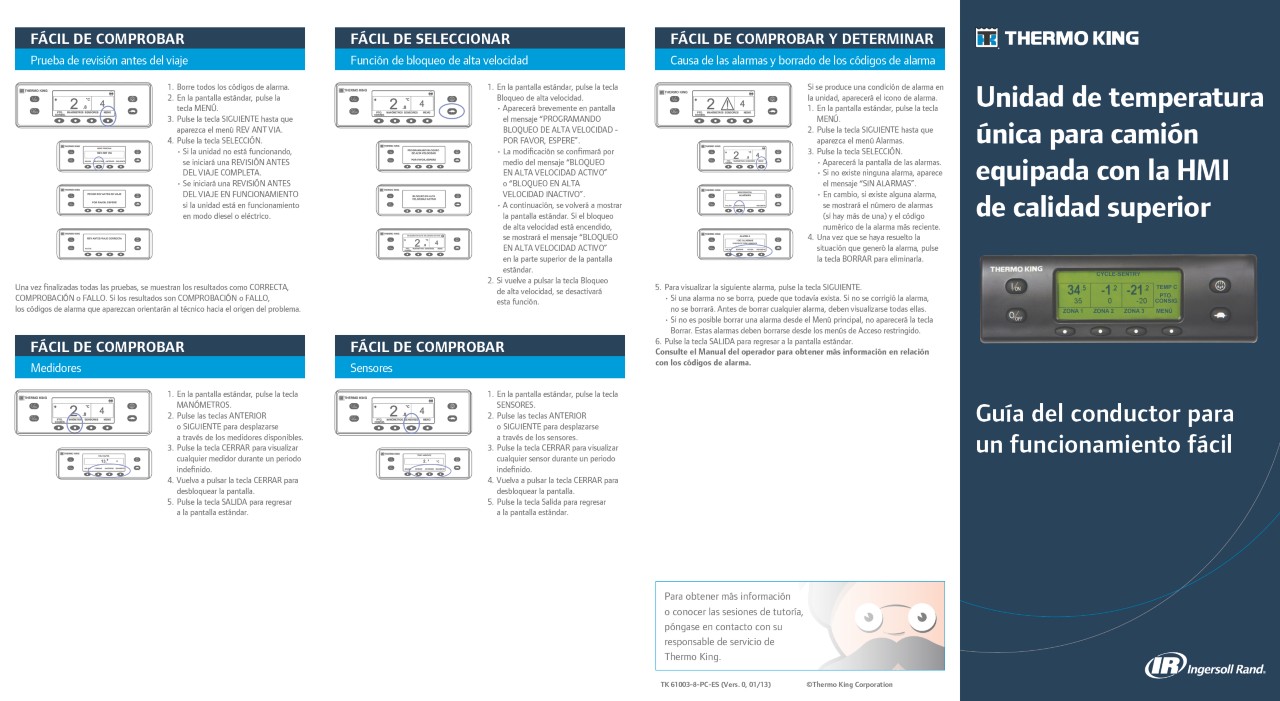 Guía del conductor de las unidades monotemperatura para camión equipada con la Premium HMI
