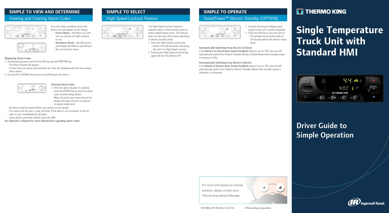 Drivers Guide Single Temperature Truck with Standard HMI