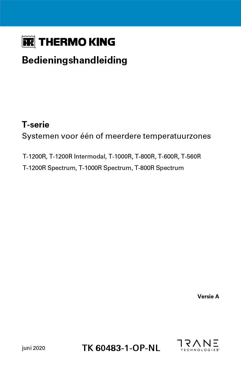 Bedieningshandleiding voor T-1200R, T-1000R, T-800R, T-600R, T-560R 2020
