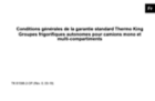 Conditions et termes de garantie standard Thermo King Groupes frigorifiques autonomes pour camions